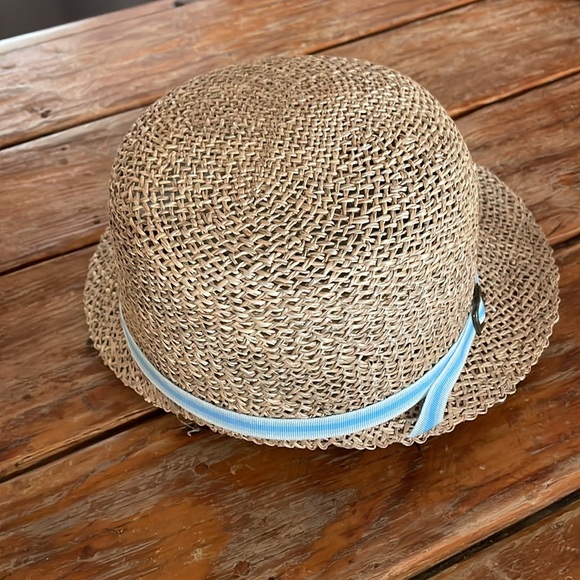 Vintage White Stag,straw hat, w/blue ribbon trim - Picture 2 of 3